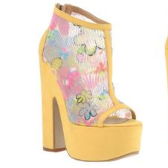 NWT Alberto Moretti ankle booties yellow platform - Picture 2 of 7